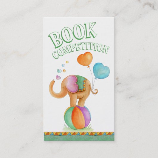 赤ちゃんシャワーエレファントアートブックコンペティションカード 名刺 (正面)