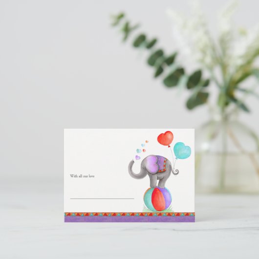 赤ちゃんシャワーエレファントグレーのアートディスプレイシャワーカード エンクロージャーカード (スタンド正面)