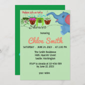 赤ちゃんシャワーエレファントシャワー植物 招待状 (正面/裏面)