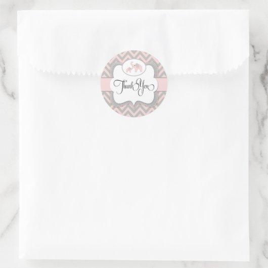 赤ちゃんシャワーエレファントシール(ピンク) ラウンドシール (バッグ)