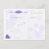 赤ちゃんシャワーエレファントフラワーパープル インビテーションポストカード (裏面)