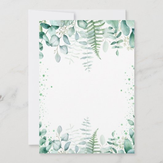 赤ちゃんシャワーエレファントユーカリ緑の少女 招待状 (裏面)