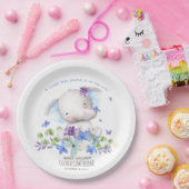 赤ちゃんシャワーエレファント男女兼用花 ペーパープレート (パーティー)