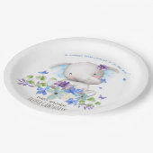 赤ちゃんシャワーエレファント男女兼用花 ペーパープレート (アングル)