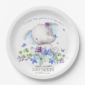 赤ちゃんシャワーエレファント男女兼用花 ペーパープレート (正面)