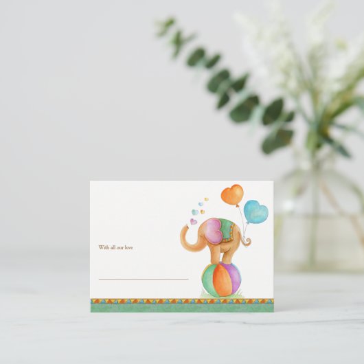 赤ちゃんシャワーエレファント&サイ表示シャワーカード エンクロージャーカード (スタンド正面)