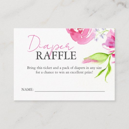 赤ちゃんシャワーエンクロージャカードおむつラッフルフローラ エンクロージャーカード (正面)