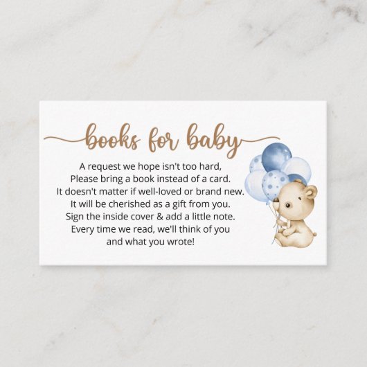 赤ちゃんシャワーエンクロージャカードのブックリクエスト エンクロージャーカード (正面)