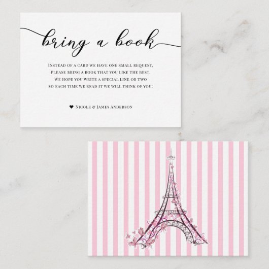 赤ちゃんシャワーエンクロージャカードピンクパリの本 エンクロージャーカード (正面/裏面)