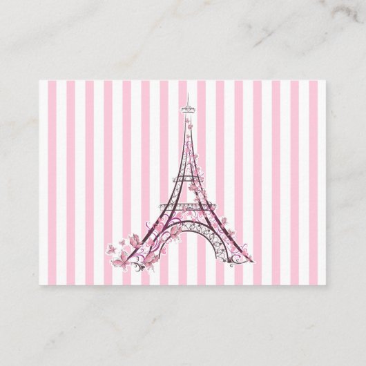 赤ちゃんシャワーエンクロージャカードピンクパリの本 名刺 (裏面)