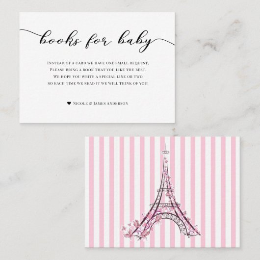 赤ちゃんシャワーエンクロージャカードピンクパリの本 名刺 (正面/裏面)