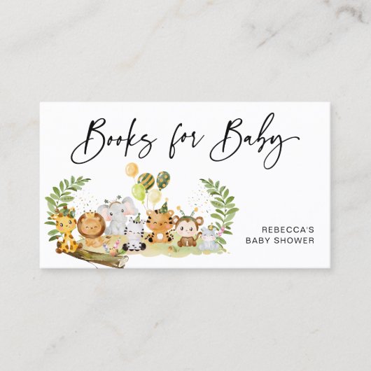 赤ちゃんシャワーエンクロージャカード用かわいいジャングルブック 名刺 (正面)