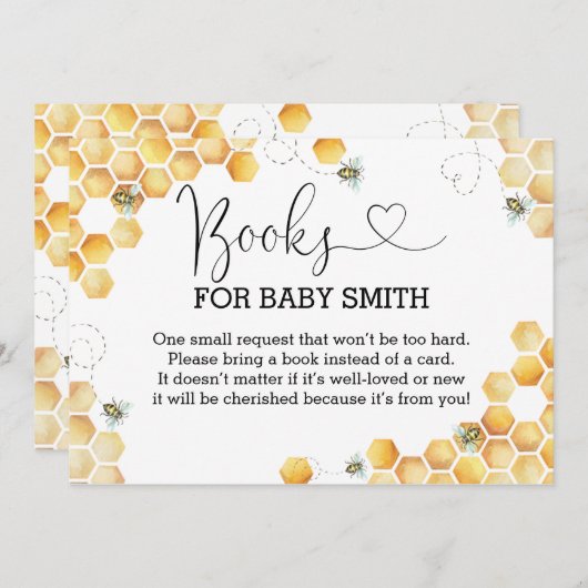 赤ちゃんシャワーエンクロージャカード用のOh Babee Books 招待状 (正面/裏面)