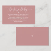 赤ちゃんシャワーエンクロージャカード用ほこりっぽいピンク色の本 名刺 (正面/裏面)