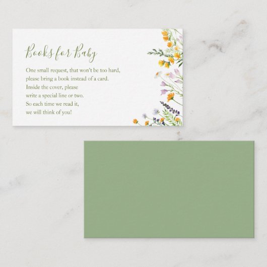 赤ちゃんシャワーエンクロージャカード用ワイルドフラワーブック エンクロージャーカード (正面/裏面)