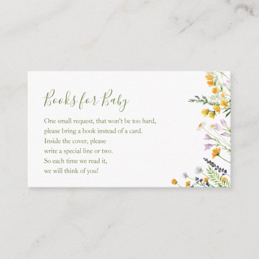 赤ちゃんシャワーエンクロージャカード用ワイルドフラワーブック エンクロージャーカード (正面)