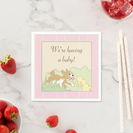 赤ちゃんシャワーカクテルナプキン/ピンクBuild a Shower スタンダードカクテルナプキン (インサイチュ)