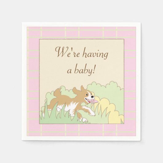 赤ちゃんシャワーカクテルナプキン/ピンクBuild a Shower スタンダードカクテルナプキン (正面)