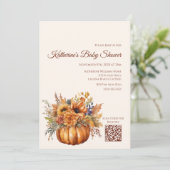 赤ちゃんシャワーカボチャ花入り –  招待状 (スタンド正面)