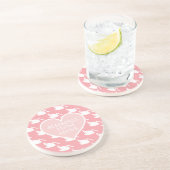 赤ちゃんシャワーカースト用ピンクと白のスワンパターン コースター (側面)