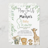 赤ちゃんシャワーカーターベビー野生動物 招待状 (正面/裏面)