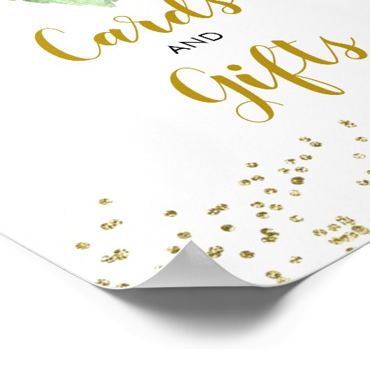 赤ちゃんシャワーカードとギフトの途中のひまわり ポスター (角)