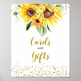 赤ちゃんシャワーカードとギフトの途中のひまわり ポスター