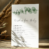 赤ちゃんシャワーカードに緑の願い エンクロージャーカード