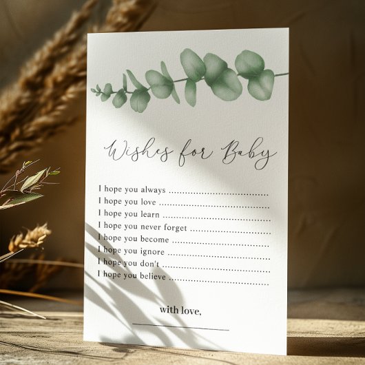 赤ちゃんシャワーカードに緑の願い エンクロージャーカード