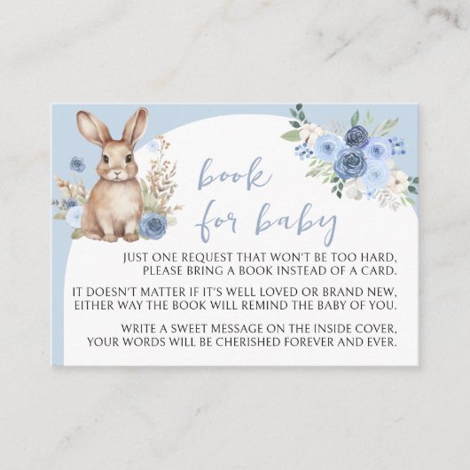 赤ちゃんシャワーカードのためのブルーバニーのイースターブック エンクロージャーカード (正面)