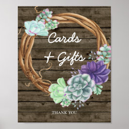 赤ちゃんシャワーカードギフトサイン多肉食素朴品 ポスター