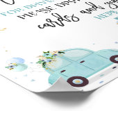 赤ちゃんシャワーカードギフトサイン青いフローラ ポスター (角)