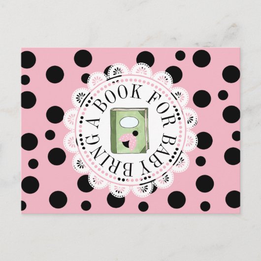 赤ちゃんシャワーカードベビー用の本を持って来る インビテーションポストカード (正面)