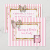 赤ちゃんシャワーカードベビー用の本を持って来る インビテーションポストカード (正面/裏面)
