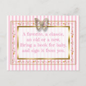 赤ちゃんシャワーカードベビー用の本を持って来る インビテーションポストカード (裏面)