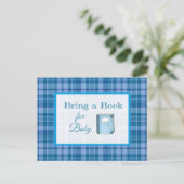 赤ちゃんシャワーカードベビー用の本を持って来る インビテーションポストカード (スタンド正面)