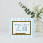 赤ちゃんシャワーカードベビー用の本を持って来る インビテーションポストカード (スタンド正面)