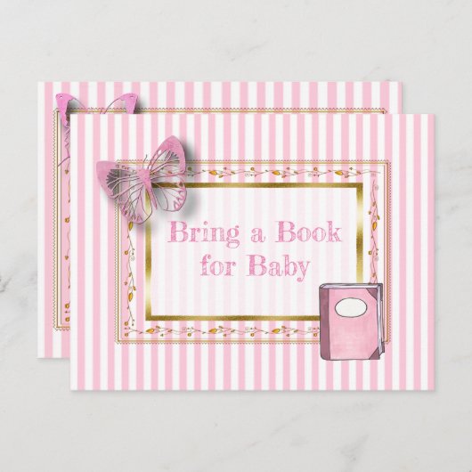 赤ちゃんシャワーカードベビー用の本を持って来る インビテーションポストカード (正面/裏面)