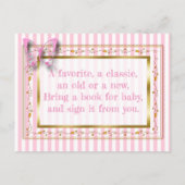 赤ちゃんシャワーカードベビー用の本を持って来る インビテーションポストカード (裏面)