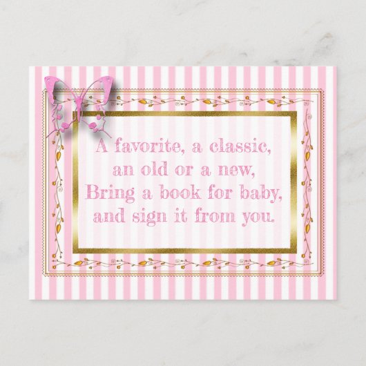 赤ちゃんシャワーカードベビー用の本を持って来る インビテーションポストカード (裏面)