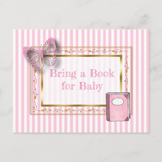 赤ちゃんシャワーカードベビー用の本を持って来る インビテーションポストカード (正面)