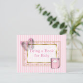 赤ちゃんシャワーカードベビー用の本を持って来る インビテーションポストカード (スタンド正面)