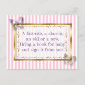 赤ちゃんシャワーカードベビー用の本を持って来る インビテーションポストカード (裏面)