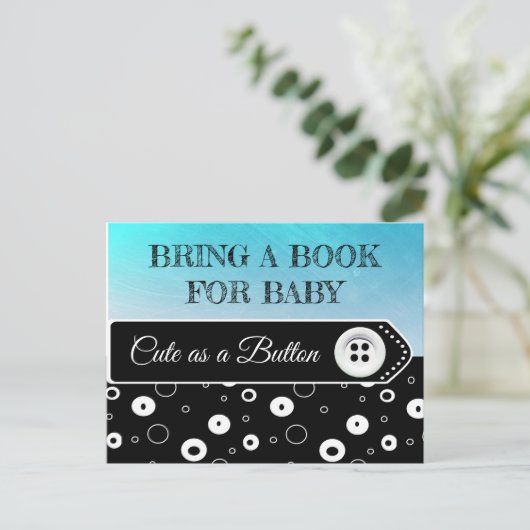 赤ちゃんシャワーカードベビー用の本を持って来る インビテーションポストカード (スタンド正面)