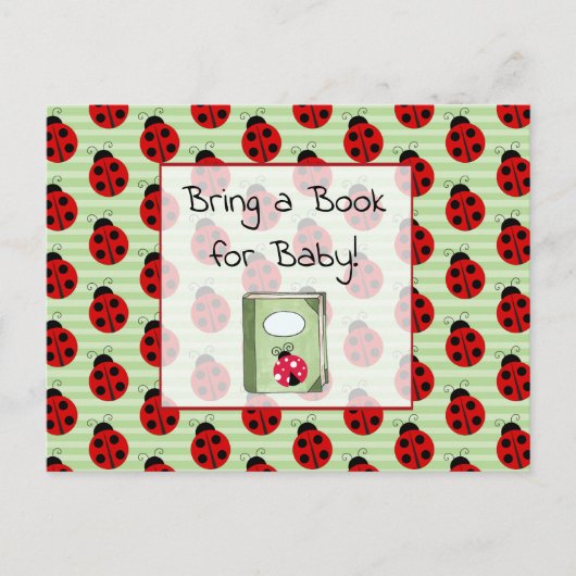 赤ちゃんシャワーカードベビー用の本を持って来る インビテーションポストカード (正面)