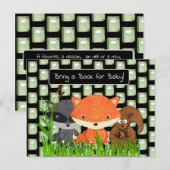 赤ちゃんシャワーカードベビー用の本を持って来る インビテーションポストカード (正面/裏面)