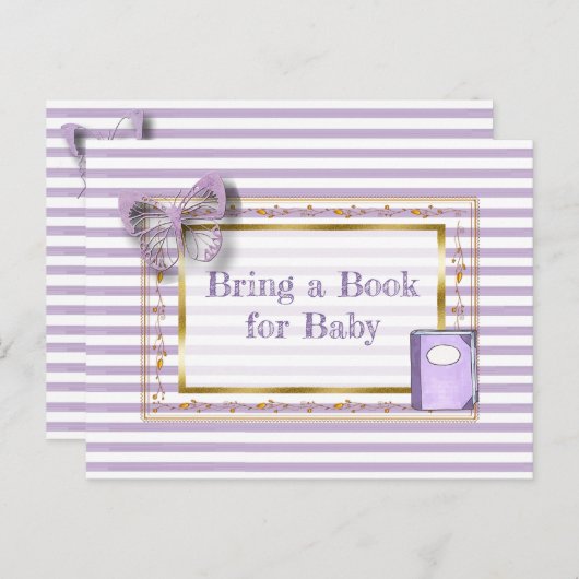 赤ちゃんシャワーカードベビー用の本を持って来る インビテーションポストカード (正面/裏面)
