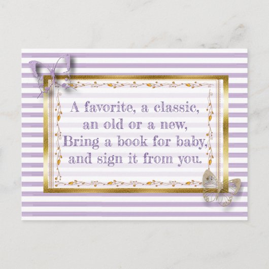 赤ちゃんシャワーカードベビー用の本を持って来る インビテーションポストカード (裏面)