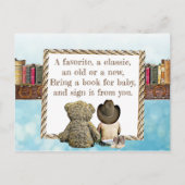 赤ちゃんシャワーカードベビー用の本を持って来る インビテーションポストカード (裏面)