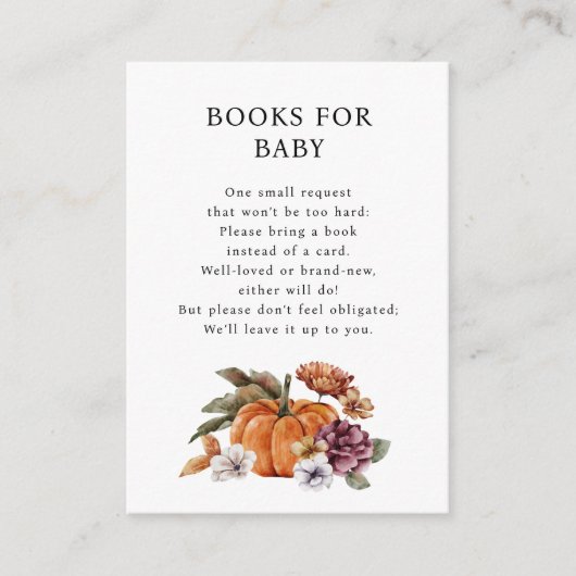 赤ちゃんシャワーカード用かぼちゃの本 エンクロージャーカード (正面)